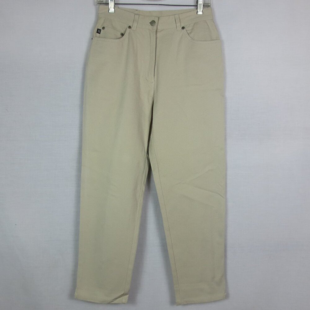 NEW Lauren Jeans Cream High Rise Straight Leg Ankle Cotton Stretch Denim Size 6